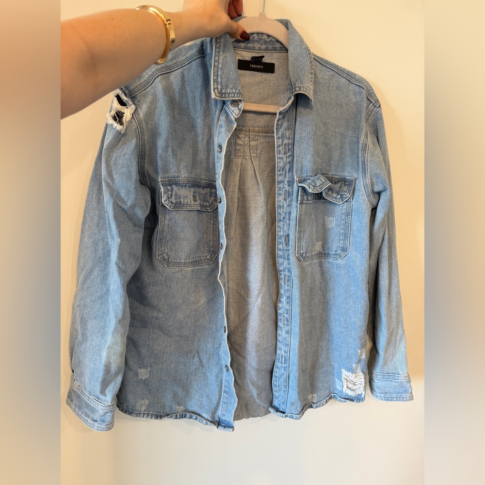 Forever 21 Sky Blue Denim Shirt Jacket
